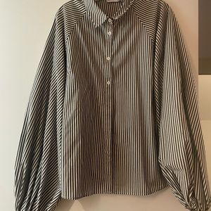 Asos striped balloon-sleeve button down shirt